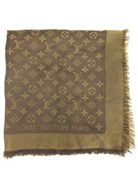 Louis Vuitton Monogram Shine Large Shawl Brown Scarf
